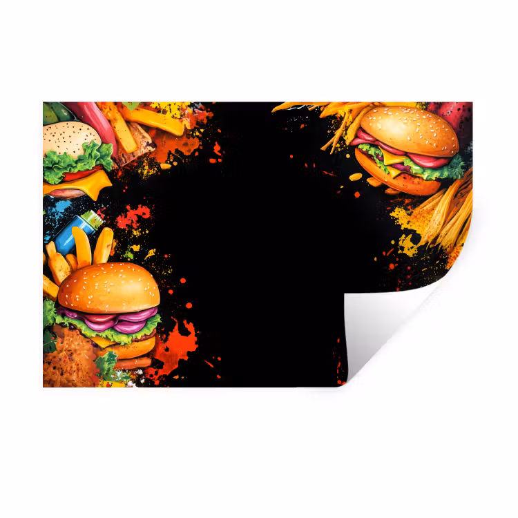 Fastfood - Graffiti - Hamburger - Eten - Modern Muursticker klein -3d