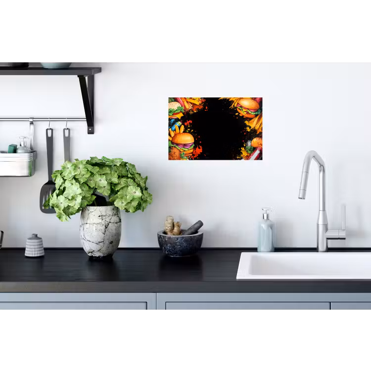 Fastfood - Graffiti - Hamburger - Eten - Modern Muursticker klein -keuken