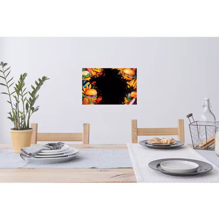 Fastfood - Graffiti - Hamburger - Eten - Modern Muursticker klein -eettafel