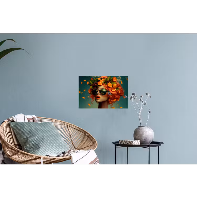 Vrouw - Sinaasappel - Bessen - Oranje Muursticker klein -plant