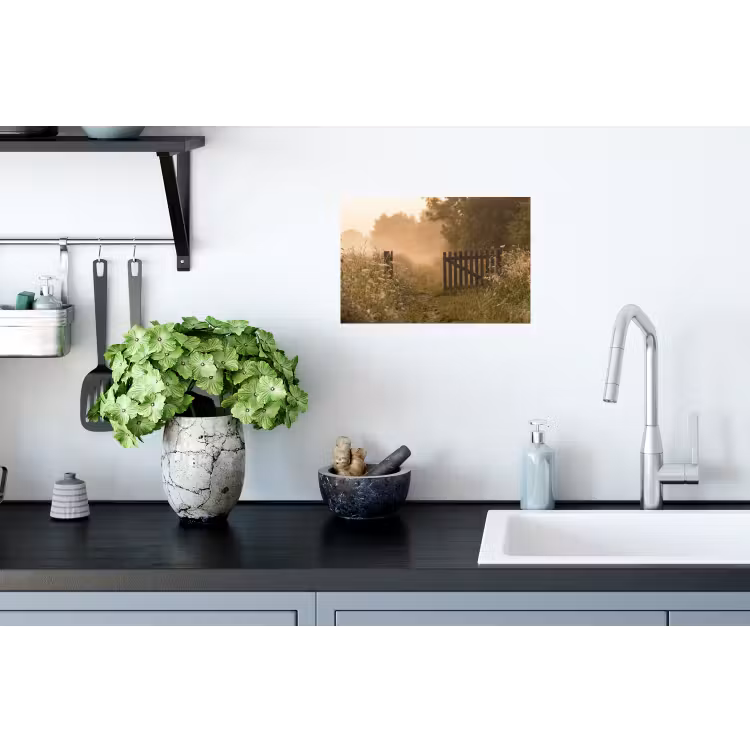 Hek - Natuur - Mist - Veld Muursticker klein -keuken