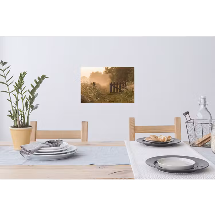 Hek - Natuur - Mist - Veld Muursticker klein -eettafel