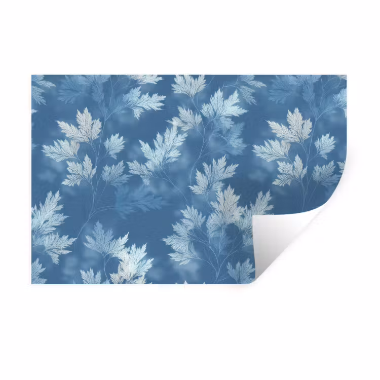 Varen - Botanisch - Patroon - Grijsblauw Muursticker klein 286 -3d