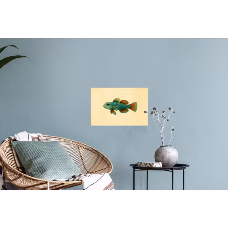 Vis - Blauw - Stippen - Schubben Muursticker klein -plant