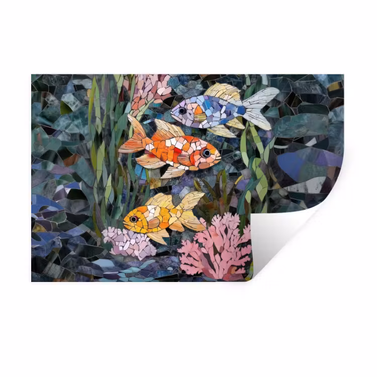 Vissen - Koraal - Zee - Mozaïek Muursticker klein -3d