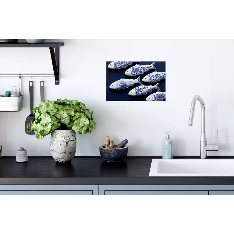 Vissen - Delfts - Blauw - Keramiek Muursticker klein -keuken