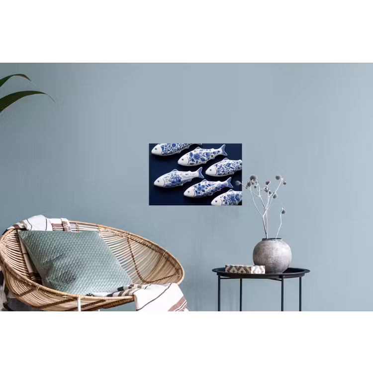 Vissen - Delfts - Blauw - Keramiek Muursticker klein -plant