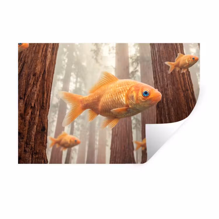 Wall Sticker - Fish - Forest - Fantasy - Vis - Bos - Fantasie Muursticker klein