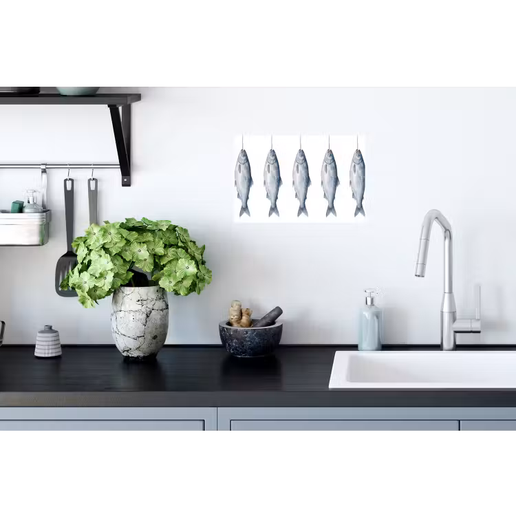 Vissen - Illustratie - Delfts - Blauw Muursticker klein -keuken