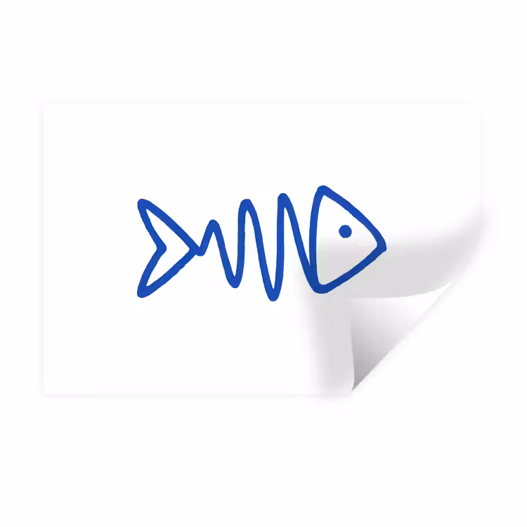 Vis - Minimalistisch - Blauw - Lijn Muursticker klein -3d