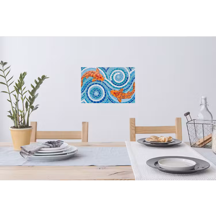 Vis - Mozaïek - Water - Decoratief - Blauw Muursticker klein -eettafel