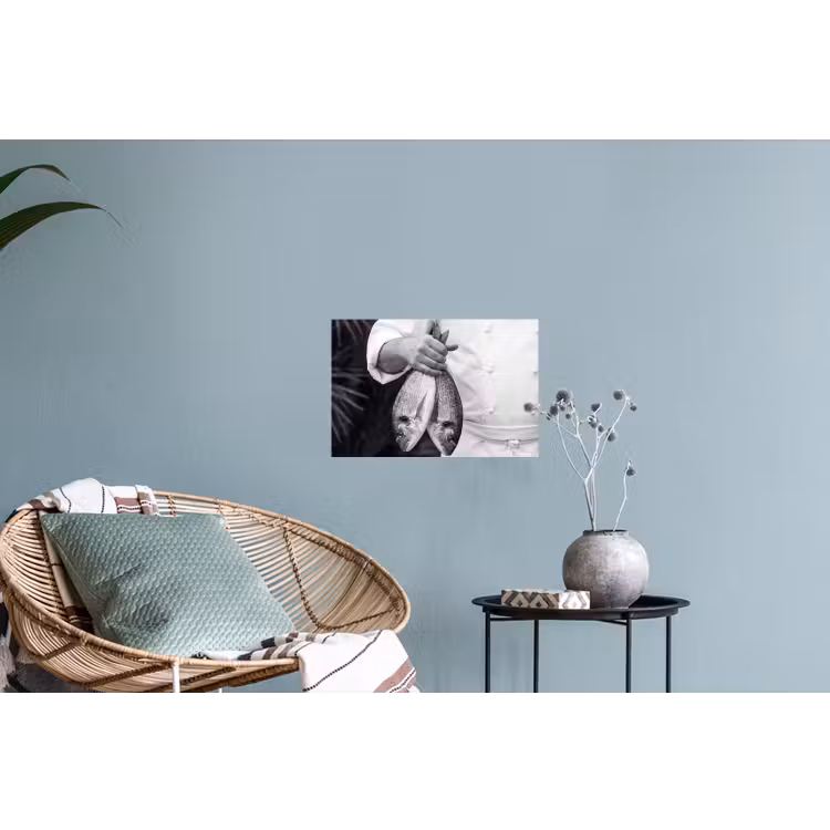 Vissen - Chef - Zwart - Wit Muursticker klein -plant