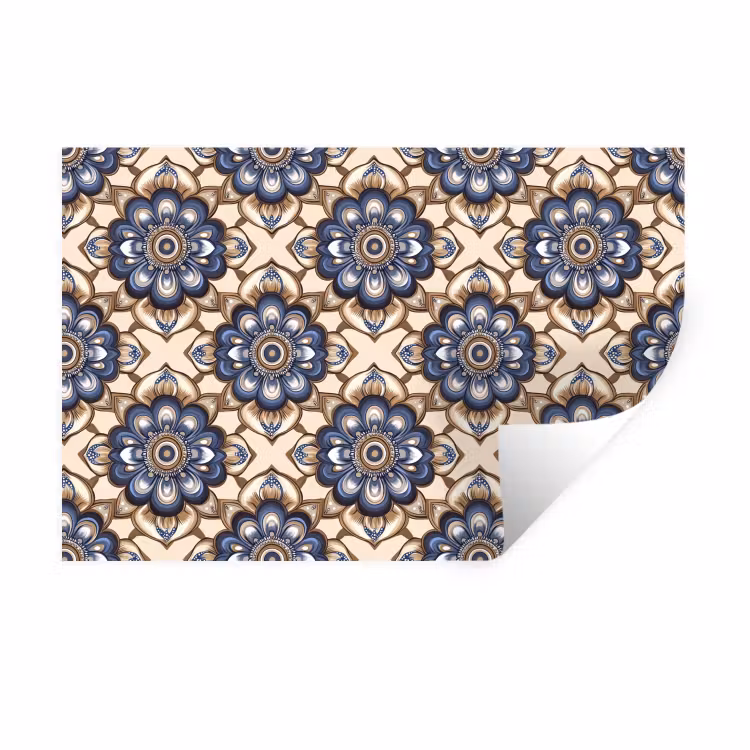 Floraal - Ornament - Blauw Muursticker klein 286 -3d