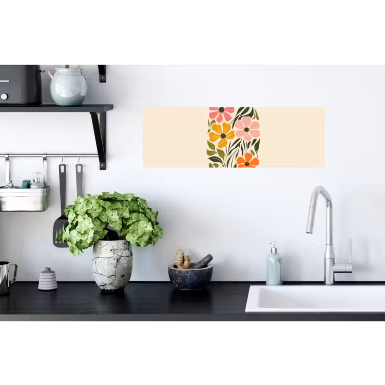 Bloemen - Speels - Kleurrijk Muursticker klein -keuken