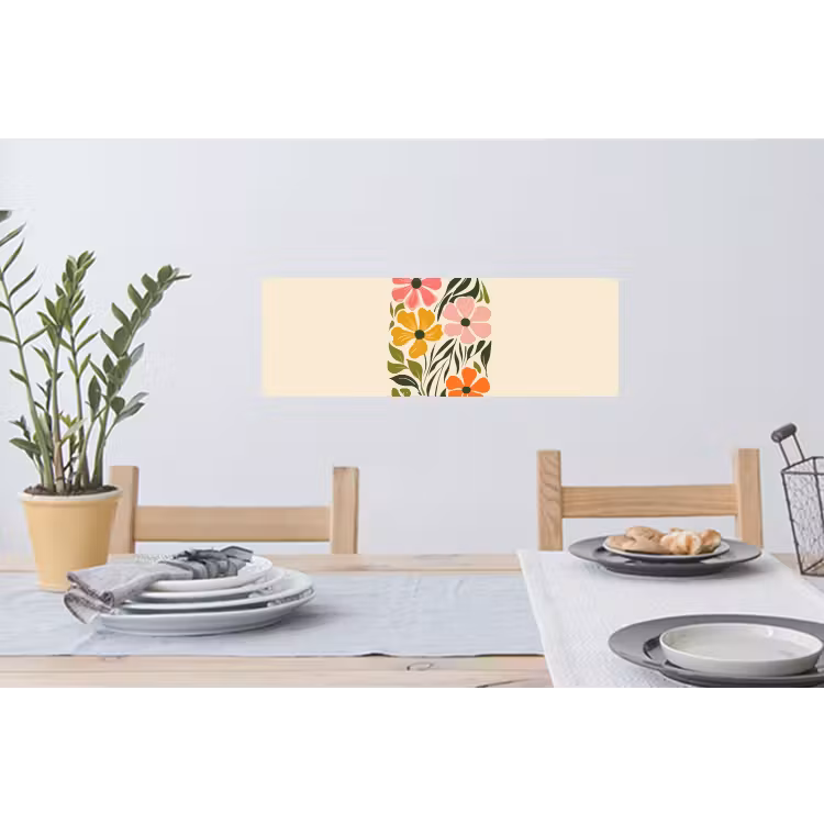 Bloemen - Speels - Kleurrijk Muursticker klein -eettafel