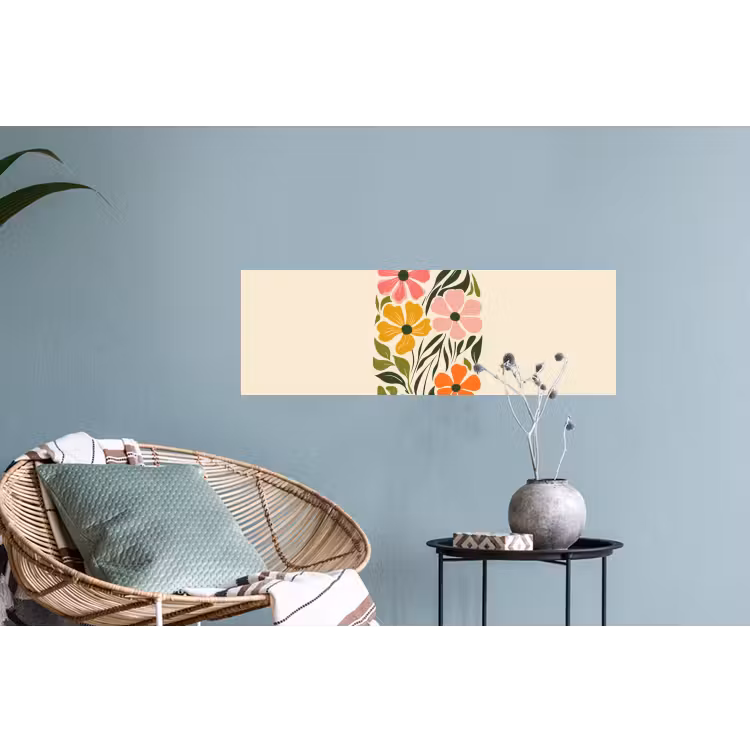 Bloemen - Speels - Kleurrijk Muursticker klein -plant