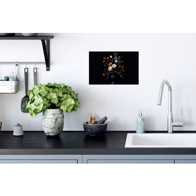 Bloemstuk - Vaas - Zwart Muursticker klein -keuken