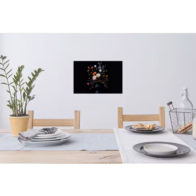 Bloemstuk - Vaas - Zwart Muursticker klein -eettafel