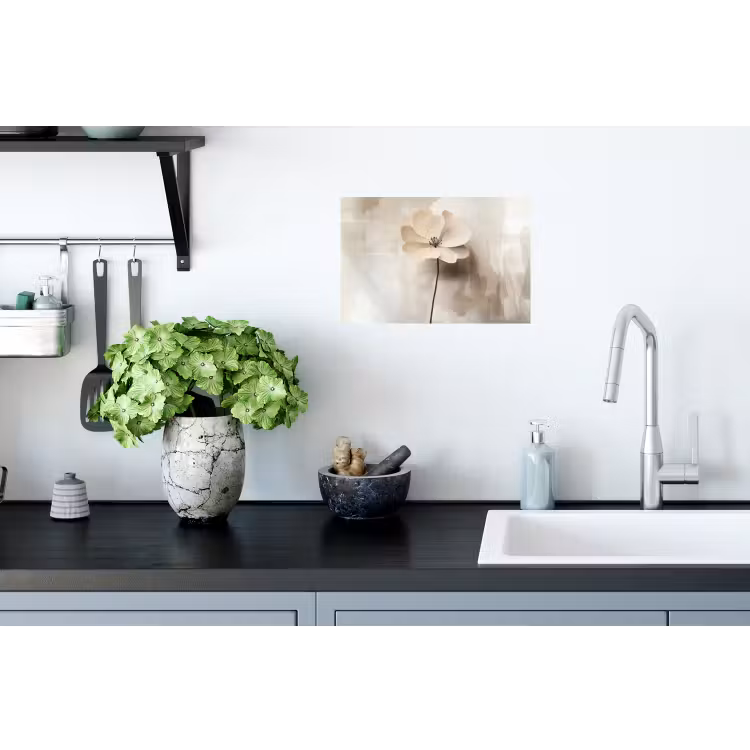 Bloem - Beige - Verf - Schaduw Muursticker klein -keuken