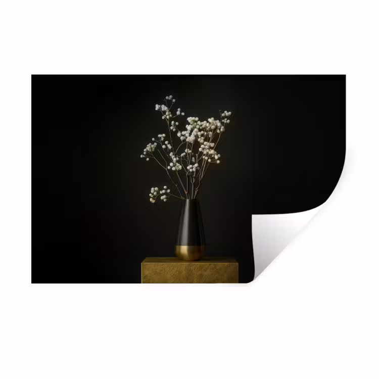 Bloembollen - Wit - Vaas - Minimalistisch Muursticker klein -3d