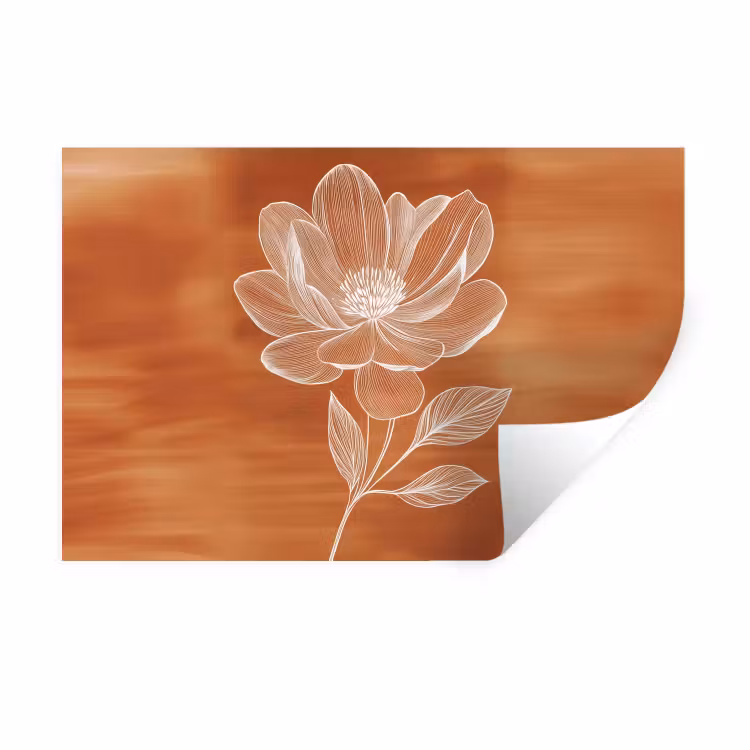 Bloem - Minimalistisch - Wit Muursticker klein -3d