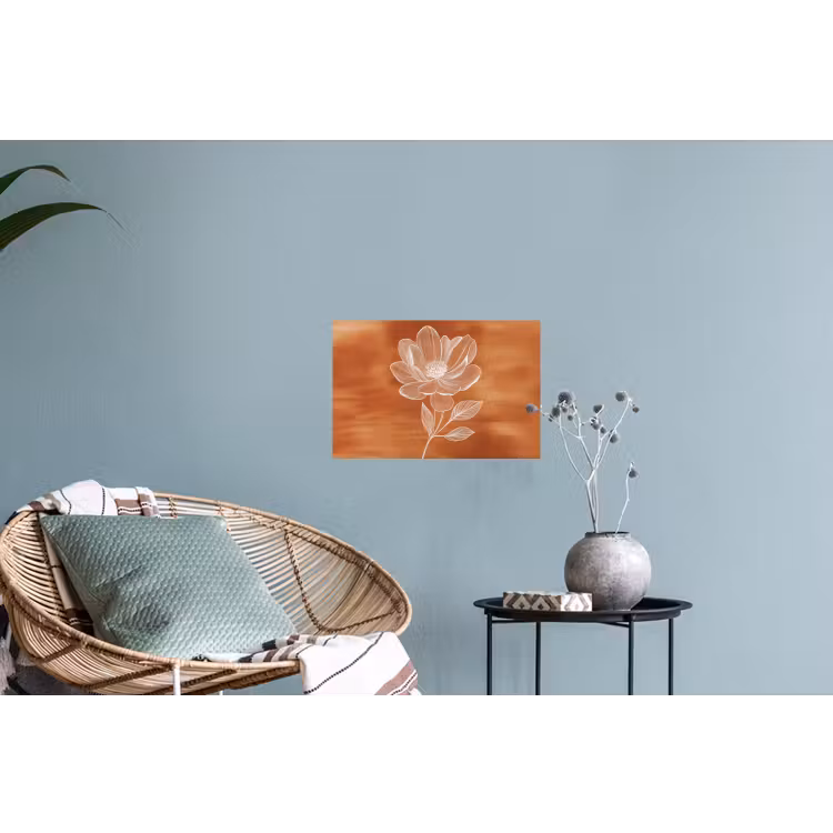 Bloem - Minimalistisch - Wit Muursticker klein -plant