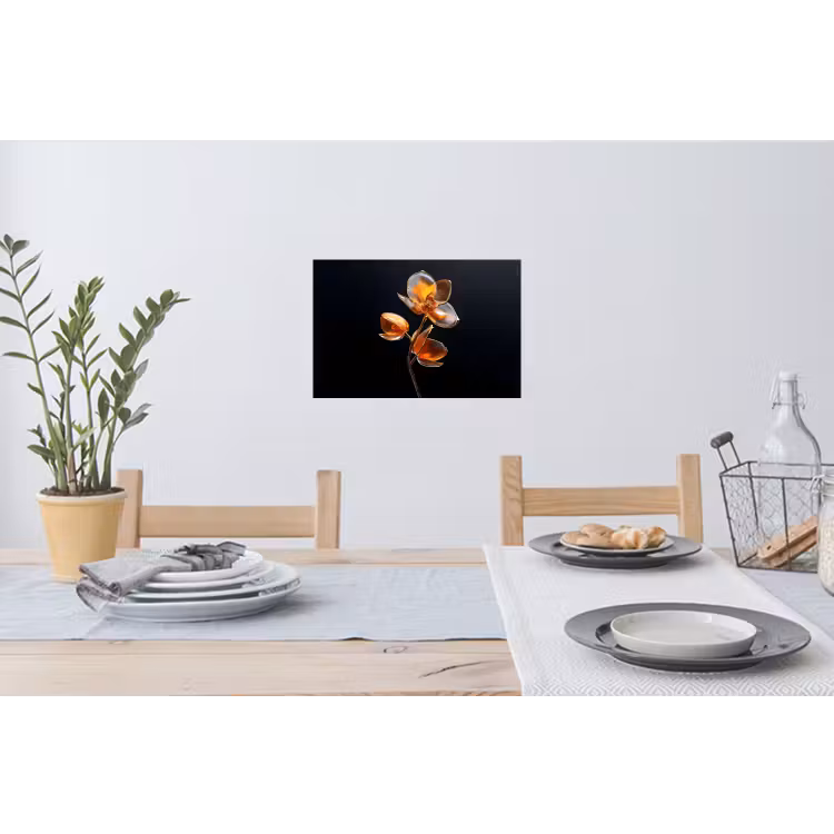 Bloem - Orchidee - Oranje Muursticker klein -eettafel
