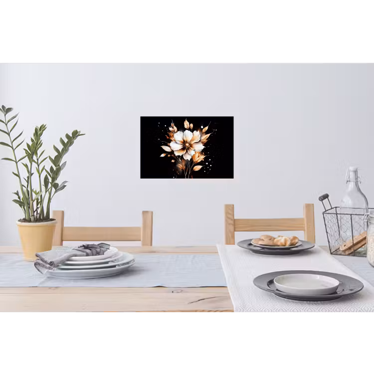 Bloem - Verf - Goud - Graffiti - Modern Muursticker klein -eettafel