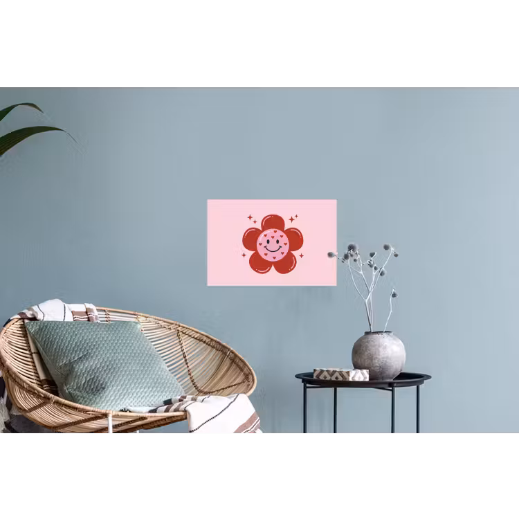 Bloem - Roze - Hartjes Muursticker klein -plant