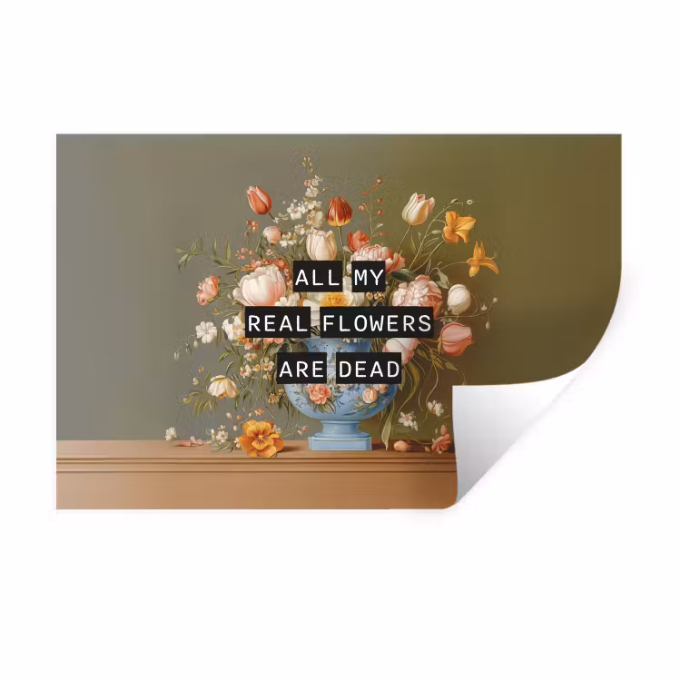 Bloem - Quote - Vintage - Art Muursticker klein -3d
