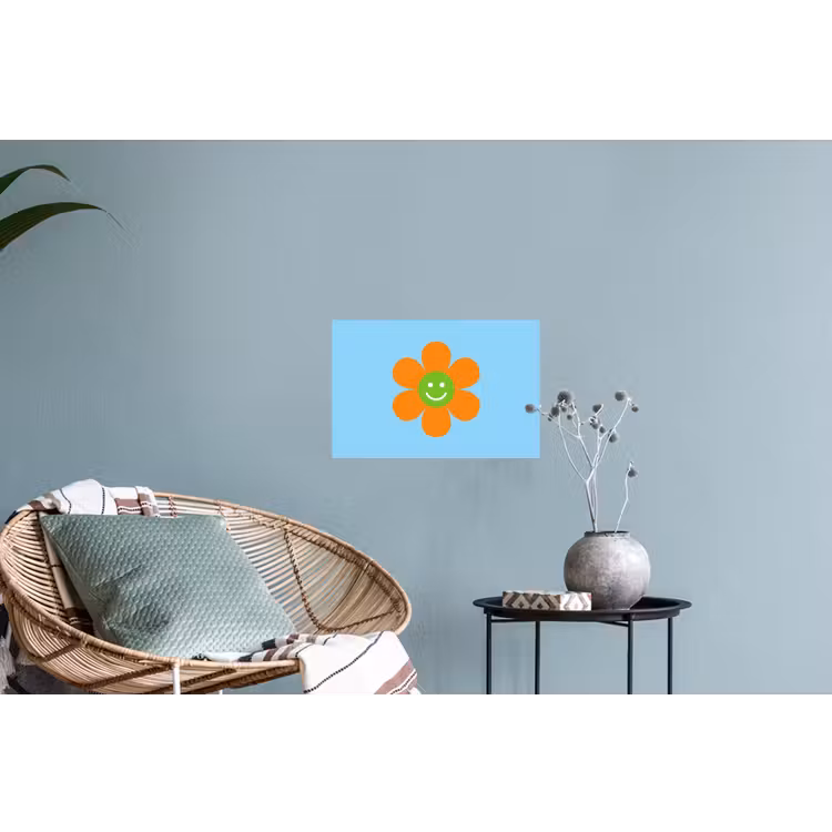 Bloem - Smiley - Kleurrijk Muursticker klein -plant