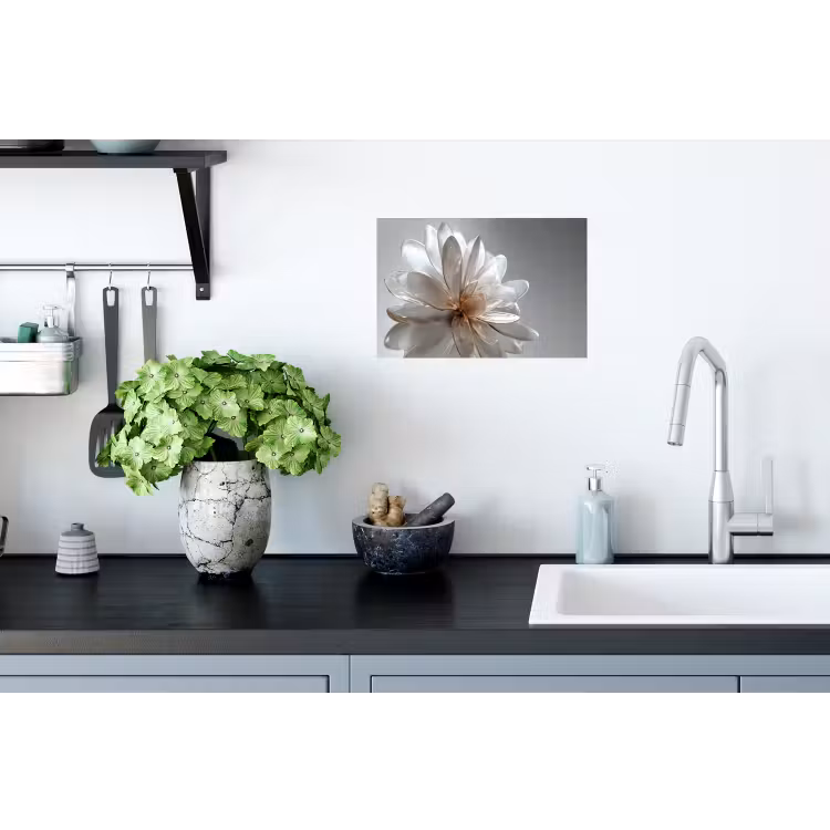Bloem - Wit - Neutraal Muursticker klein -keuken