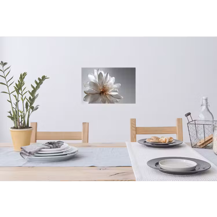 Bloem - Wit - Neutraal Muursticker klein -eettafel