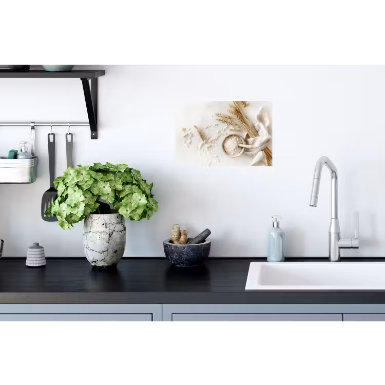 Bloem - Hout - Tarwe Muursticker klein -keuken