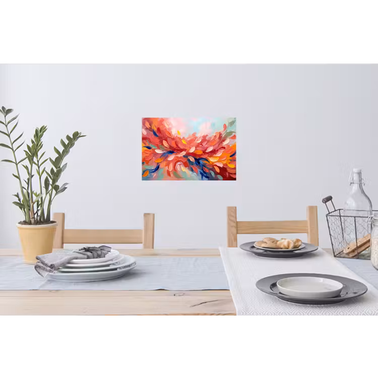 Bloemen - Abstract - Kunst - Modern Muursticker klein -eettafel