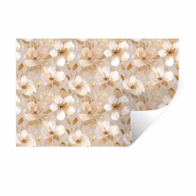 Bloemen - artistiek - Goud Muursticker klein 286 -3d
