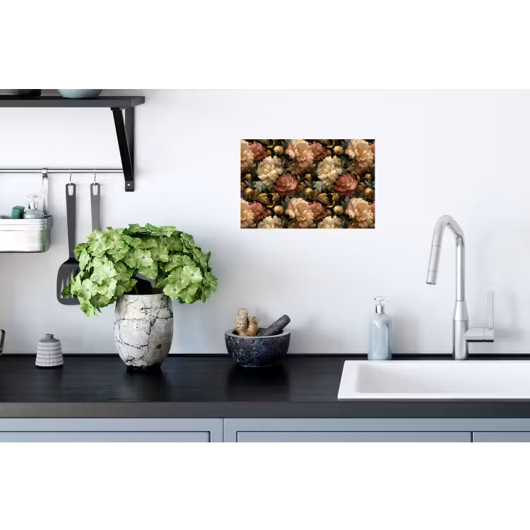 Bloemen - Barok - Patroon - Roze - Crème Muursticker klein 286 -keuken