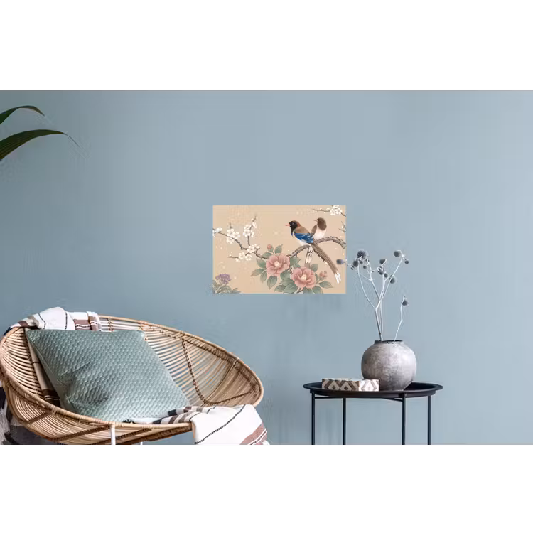 Bloemen - Vogels - Bloemen Muursticker klein -plant