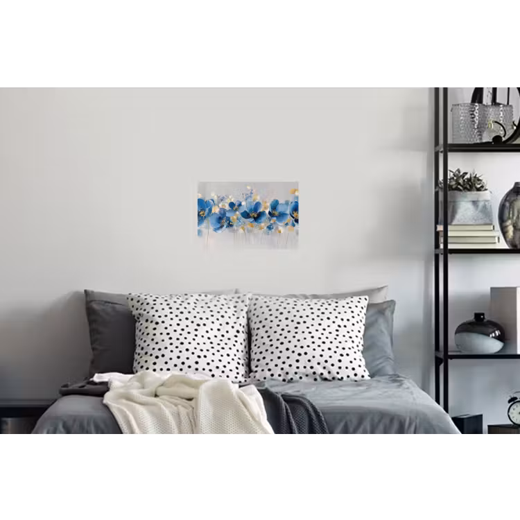Bloemen - Blauw - Abstract Muursticker klein -slaapkamer