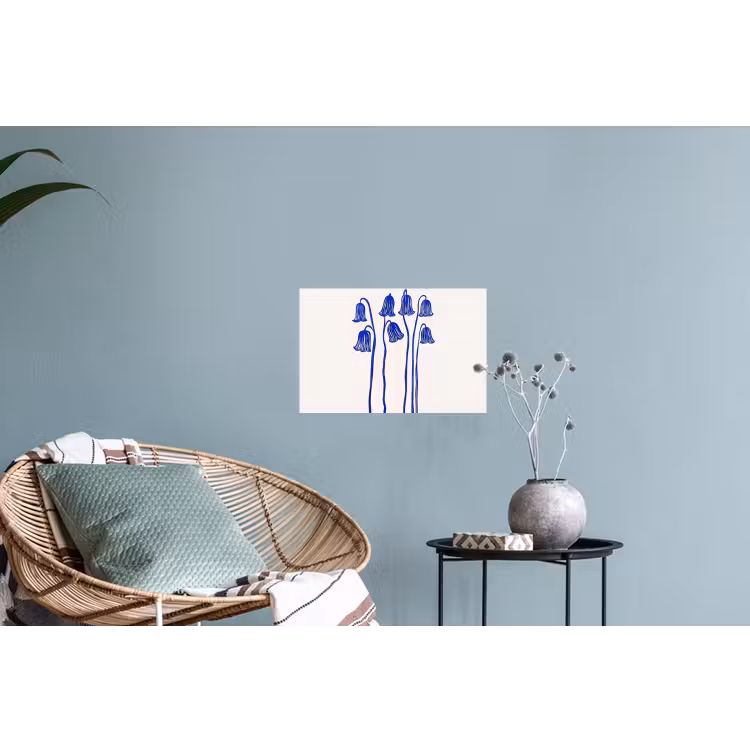 Bloemen - Blauw - Lijnen - Bloemblaadjes Muursticker klein -plant