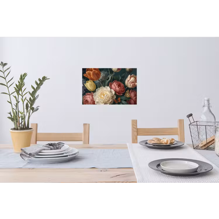 Bloemen - Boeket - Natuur - Klassiek - Donker Muursticker klein -eettafel