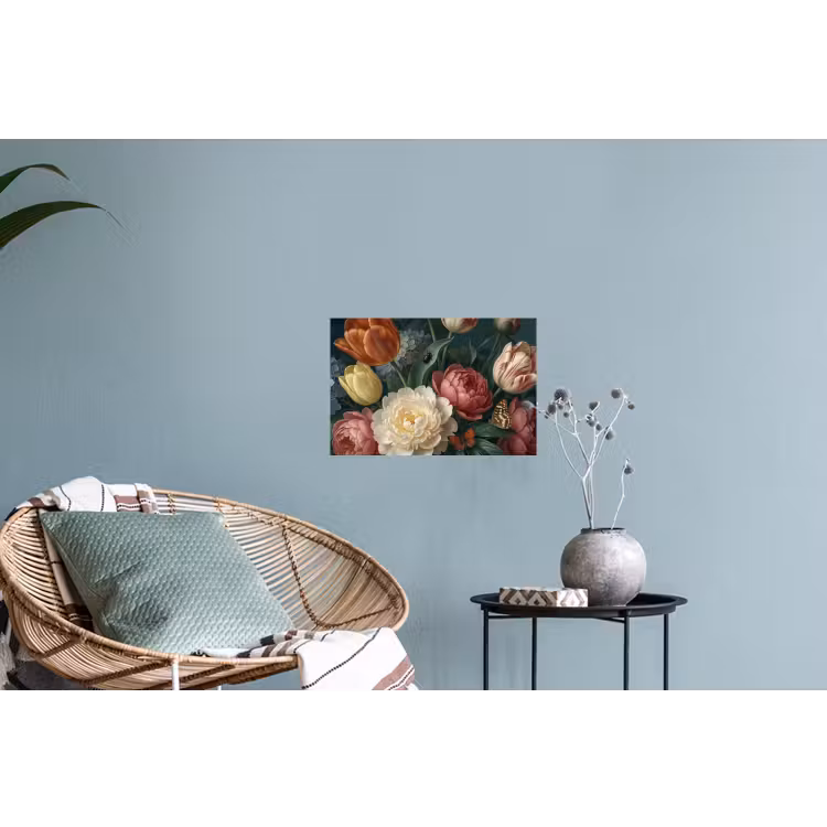 Bloemen - Boeket - Natuur - Klassiek - Donker Muursticker klein -plant