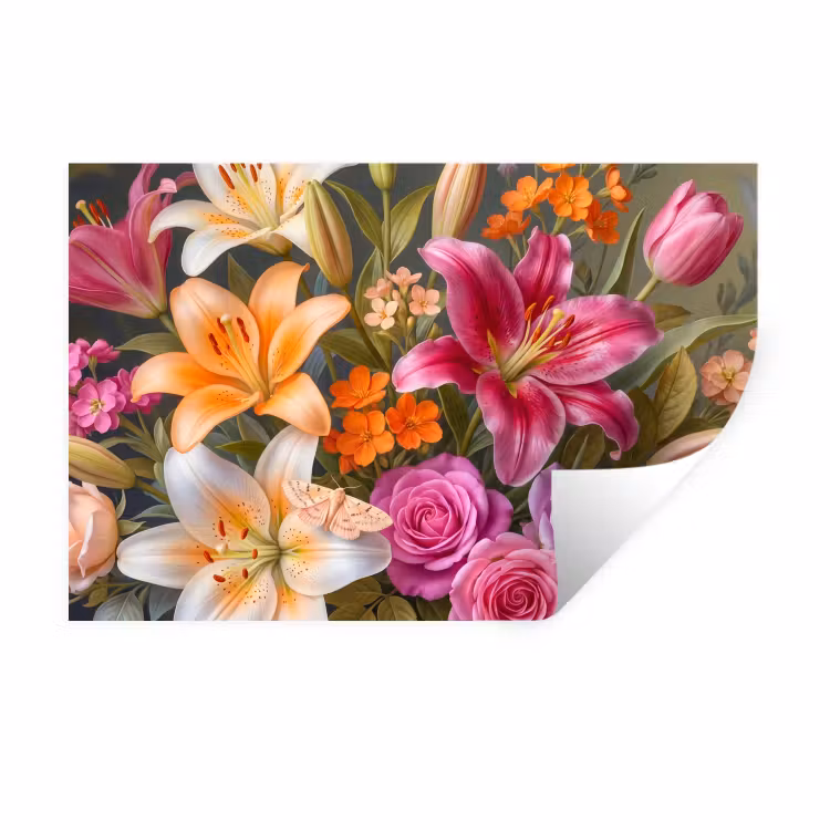 Bloemen - Boeket - Natuur - Kleurrijk - Modern Muursticker klein -3d