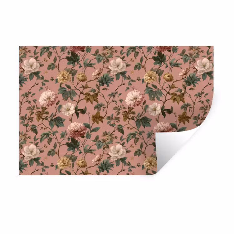 Bloemen - Klassiek - Roze Muursticker klein 286 -3d