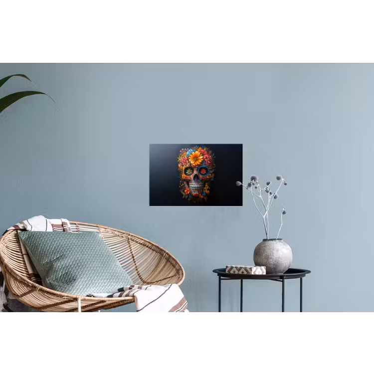 Bloemen - Kleurrijk - Schedel Muursticker klein -plant