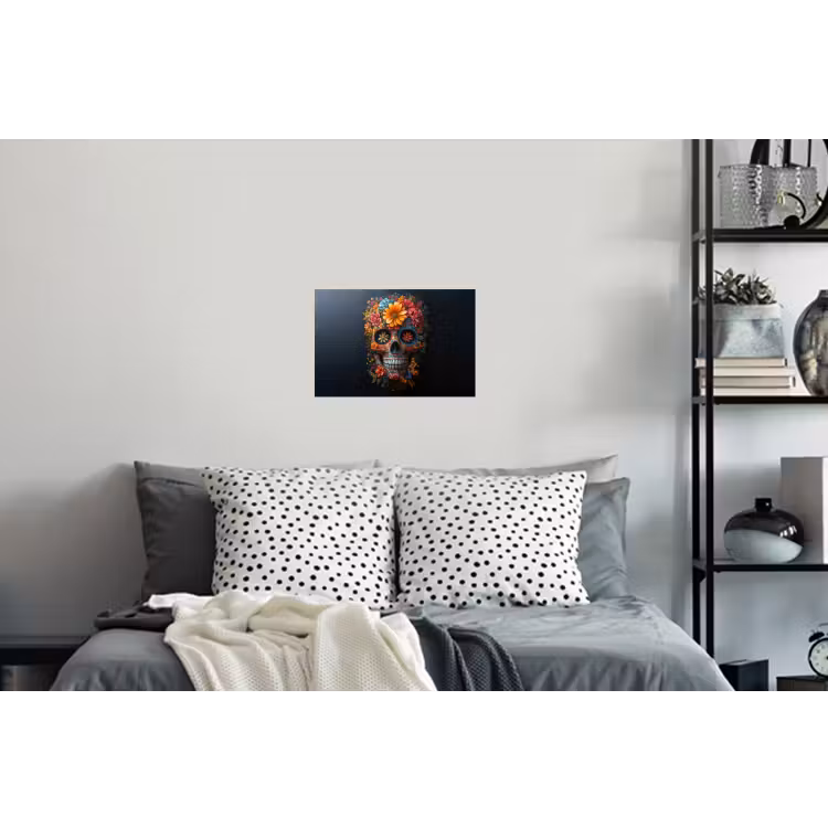 Bloemen - Kleurrijk - Schedel Muursticker klein -slaapkamer