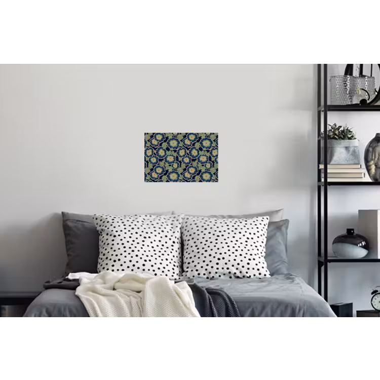Bloemen - Borduurwerk - Patroon - Blauw - Groen Muursticker klein 286 -slaapkamer