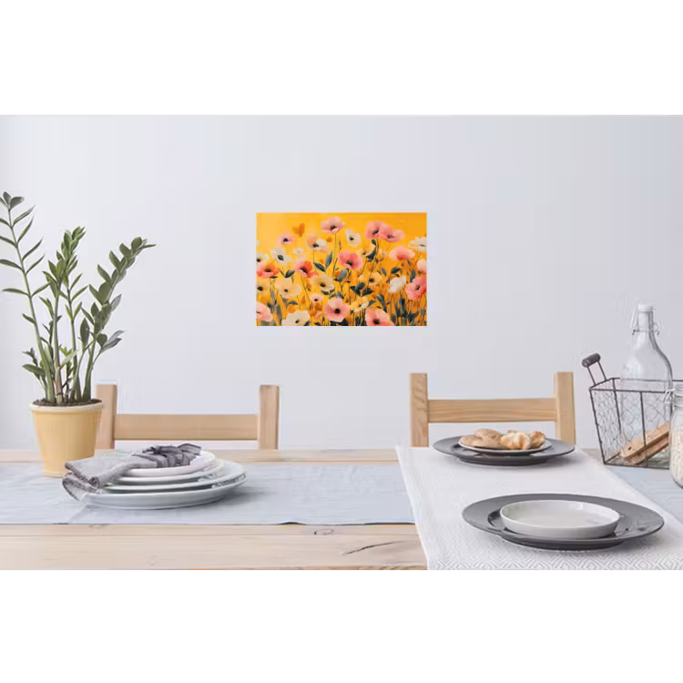 Bloemen - Veld - Geel Muursticker klein -eettafel
