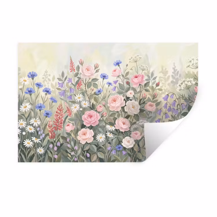 Bloemen - Tuin - Natuur - Kleurrijk Muursticker klein -3d