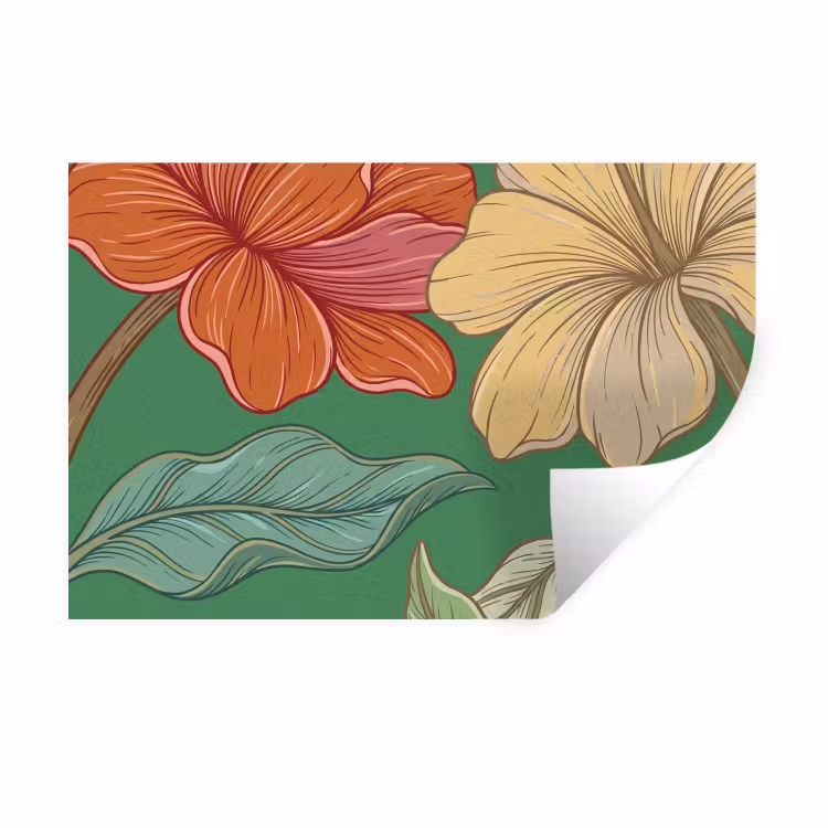 Wall Sticker - Flowers - Greenery - Illustration - Bloemen - Groen - Illustratie Muursticker klein